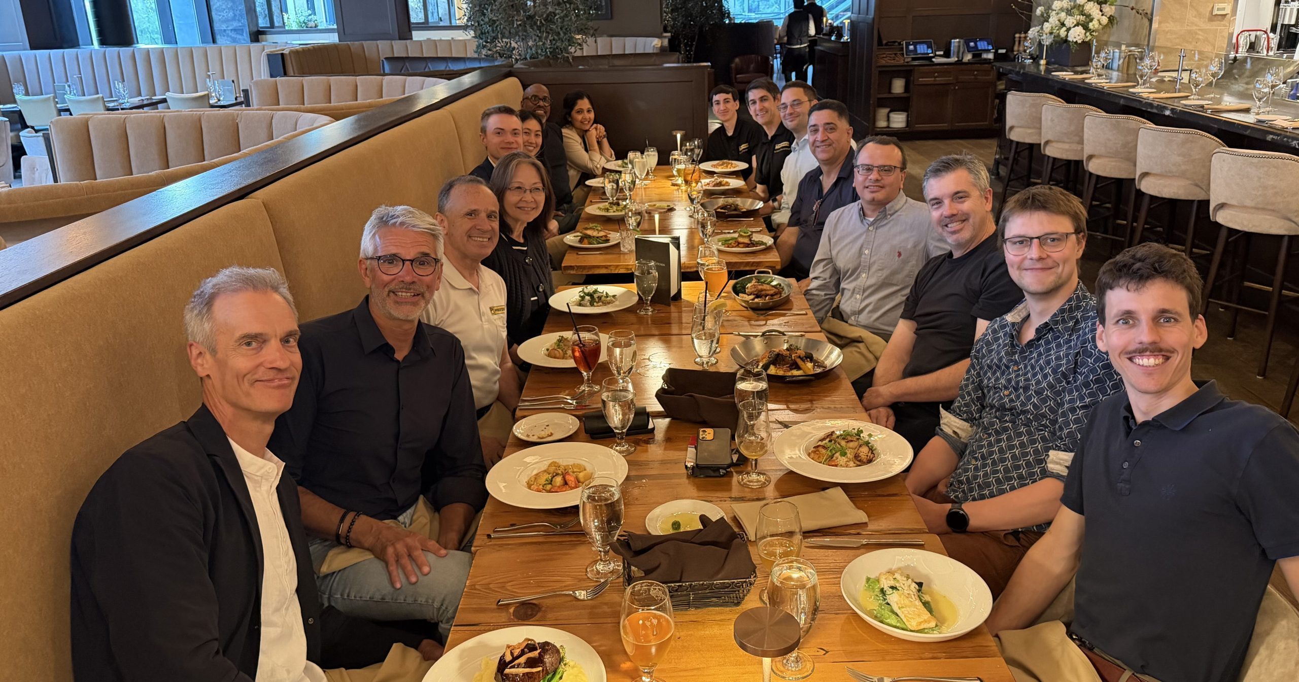 Workshop speakers and the Microsanj team at the speaker dinner
