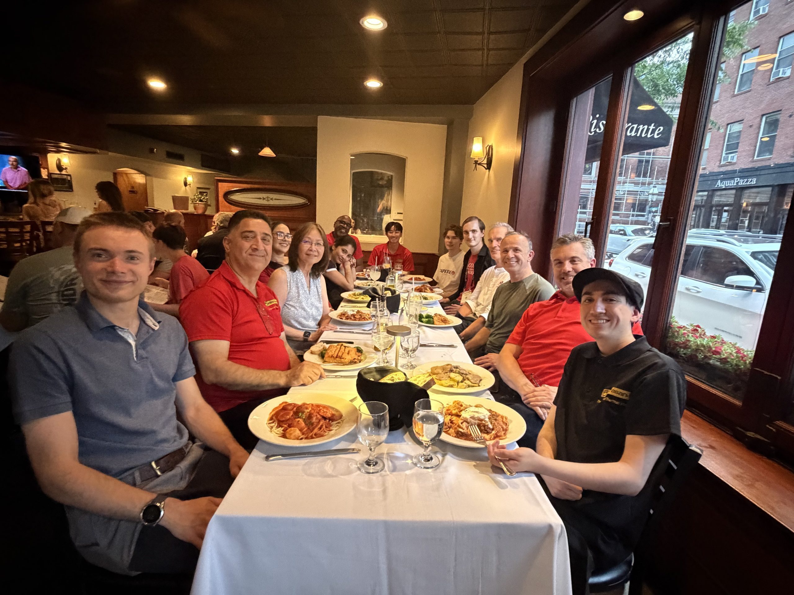 The Microsanj team unwinding together over dinner